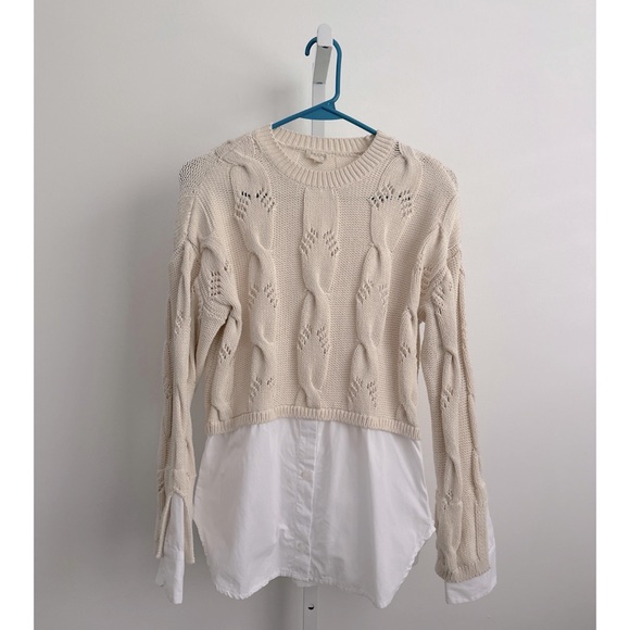 ANTHROPOLOGIE PILCRO Cable Twofer Sweater Ivory | XXS - Picture 8 of 14